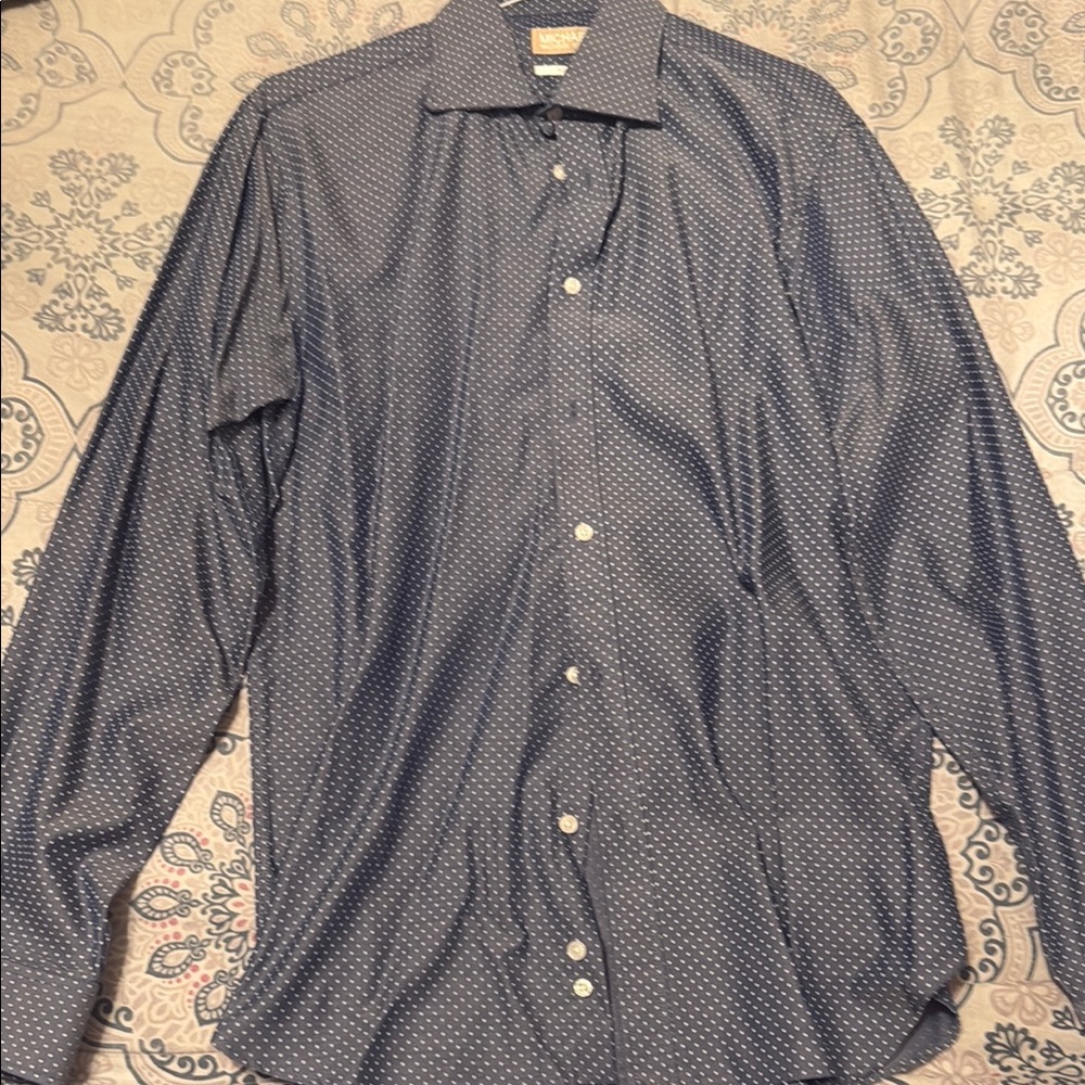 MICHAEL Michael Kors Blue and White Casual Button Down Shirt
